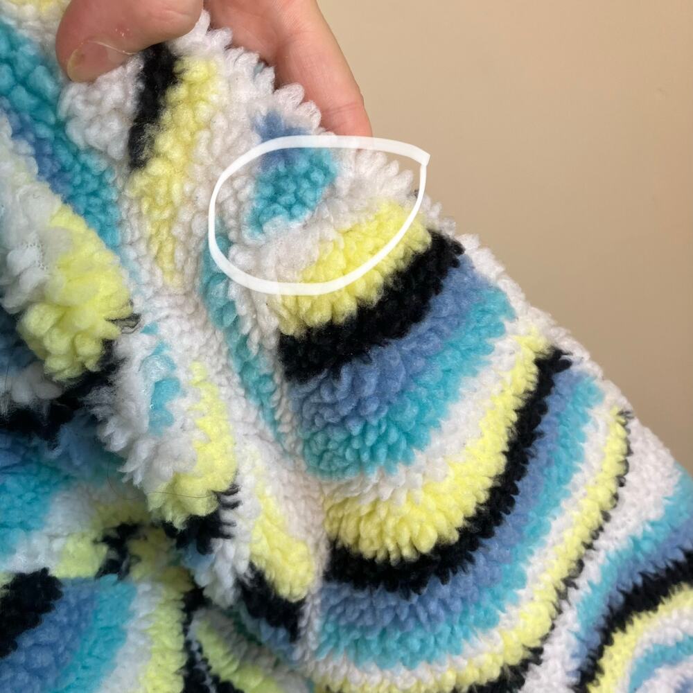 Free People Movement Sz M Rocky Ridge Jacket Sherpa Fleece Blue Rainbow Combo - Picture 16 of 16